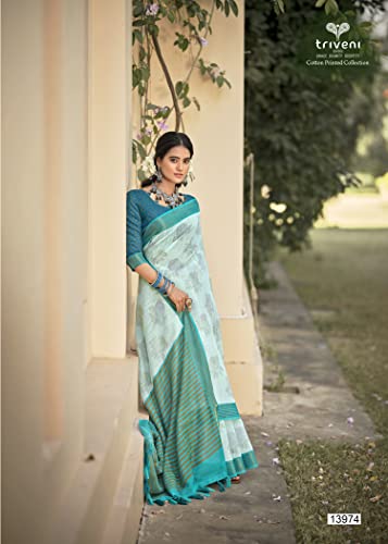 Sari indio floral de algodón fresco para bodas de verano y eventos elegantes de día 2