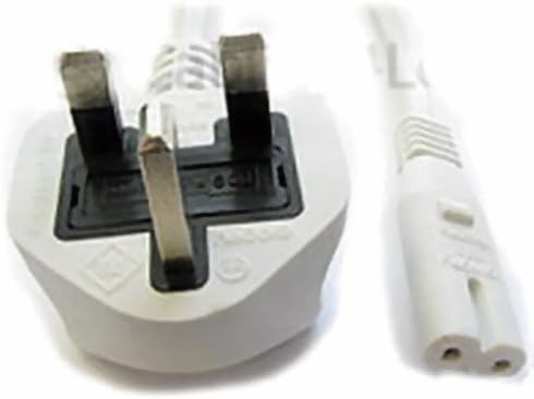 1M IEC C7 Figure of 8 Eight Mains Power Cable Lead - 1 Metre (White)
