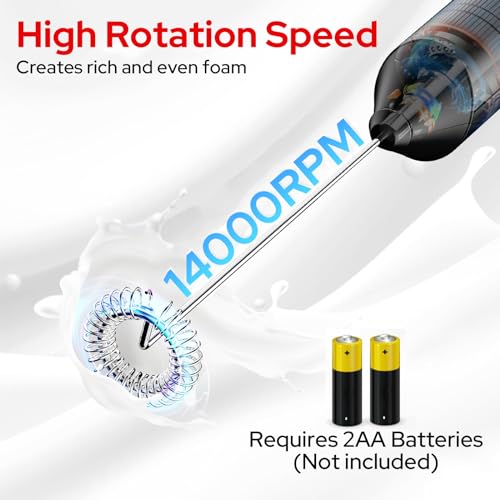 COSTAR Milk Frother for Coffee with Stand, Battery-Operated Electric Milk and Coffee Blender, Mini Handheld Coffee Mixer,Portable Foam Maker for Coffee, Cappuccino, Egg Beaters,... - Image 3