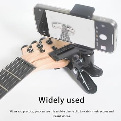 Guitar Head Cell Phone Holder, Live Broadcast Bracket Clip Compatible with iPhone and Android, Compatible with Samsung Smartphone Dock, Headstock Neck Clamp for Electric Guitar/Bass/ukulele