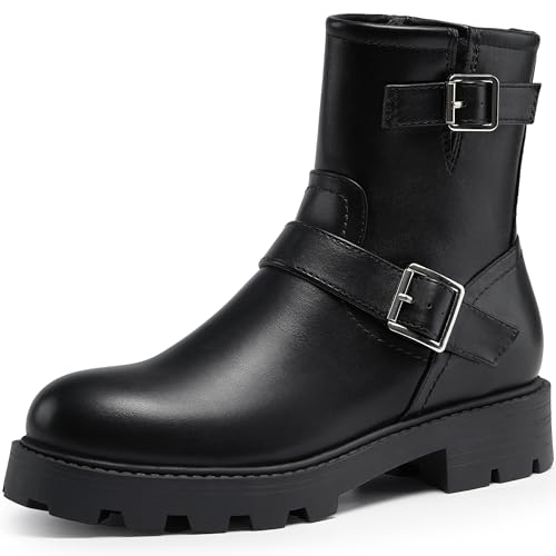 Women's Ankle Boots Chelsea Winter Fur Lining Warm Flat Zip up Boots Fur/Black Size 9