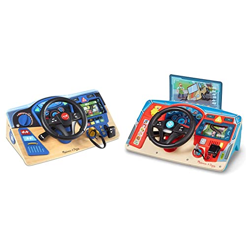 Melissa & Doug Vroom & Zoom Interactive Wooden Dashboard Steering Wheel Pretend Play Driving Toy & PAW Patrol Rescue Mission Wooden Dashboard