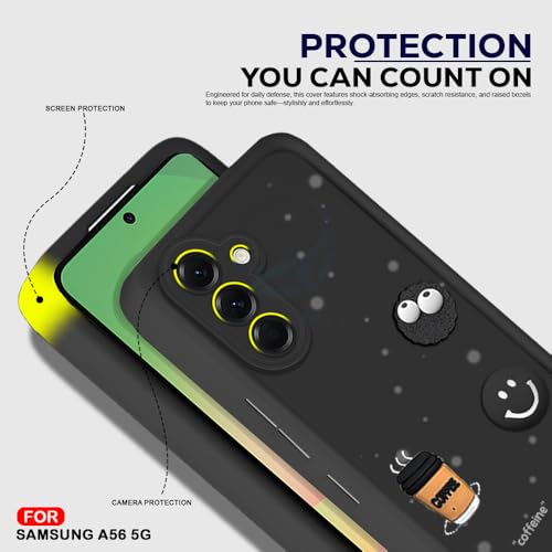 Image of AESTMO Back Case Cover for Samsung A56 5G | Cute Fun Cartoon 3D Ball | Coffee Silicone Case | Full Body Protection | Camera Protection Back Cover for Samsung A56 5G (Black)