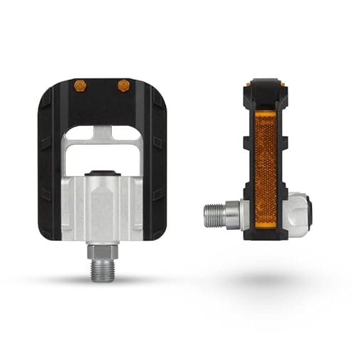 Fahrradpedale klappbar Faltpedale ALU mit Reflektoren - für alle Fahhradtypen, Trekkingrad, E-Bike, Tourenrad, Citybike, MTB - Komfort Pedale Cover