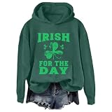 Sudaderas ligeras con capucha para mujer, holgadas, para el día de San Pablo y el Día de San Pablo, con estampado irlandés para el día, casual, sudadera corta para mujer, verde, S
