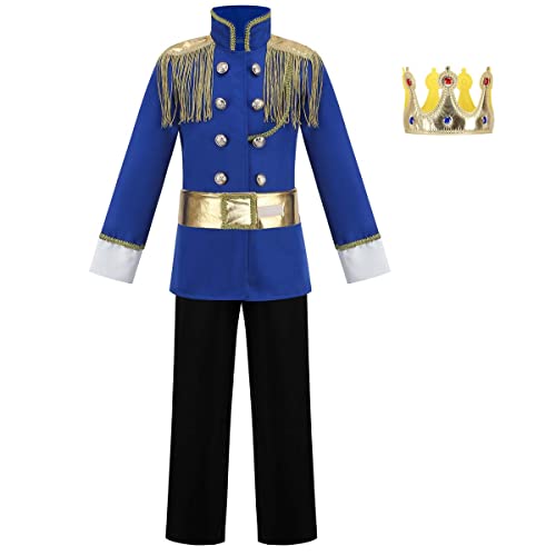 Lmyove Boys Prince Costume With Gold Crown And Sash (Small, Prince Set Blue) #TOP8