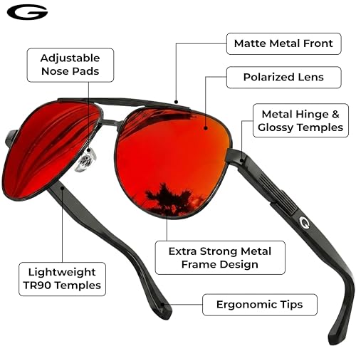Image of grinderPUNCH Polarized Aviator Sunglasses Men Women Retro Vintage Square Pilot Sun Glasses UV400 Protection