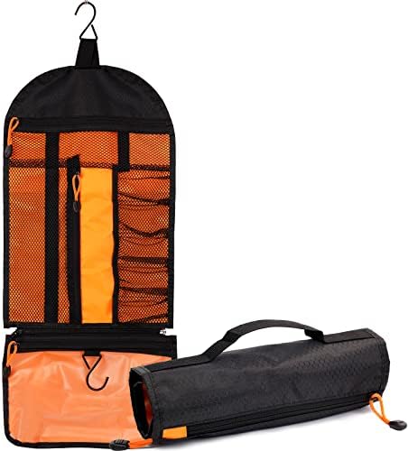 Yumixily Hanging Toiletry Bag, Detachable and Small Travel Toiletries Bag for Women Men, Hygiene Bag for Traveling, Roll up Makeup Organizer for Bathroom Gym Camping