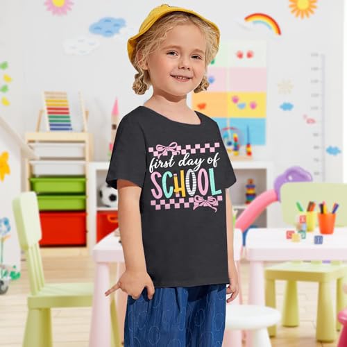 LUKYCILD First Day of School Kids Shirts for Girl Kindergarten Back to School T-Shirt Casual Student Life Short Sleeve Tee4
