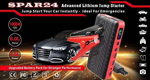 Spar24 Ultra Safe starthulp, powerbank, draagbare auto-accubooster, startkabels en overbruggingskabel voor maximaal 6 liter benzine- en 3,5 liter dieselmotoren - Image 4