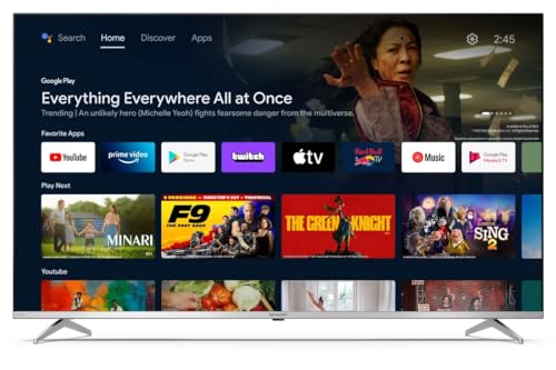 SHARP 55FP1EA Android TV 139 cm (55 Zoll) 4K Ultra HD Android TV (Smart TV ohne Rahmen, Dolby Vision, Quantum Dot)