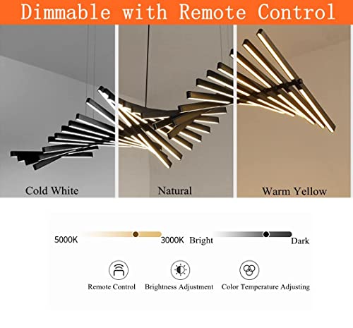 Modern Led Chandeliers For Dining Room Kitchen Living Room Office Bar Restaurant Store Bedroom Chandelier Light Fixture Dimmable Modern Pendant Light Adjustable Height L38.6 20 Lights,Black #TOP5