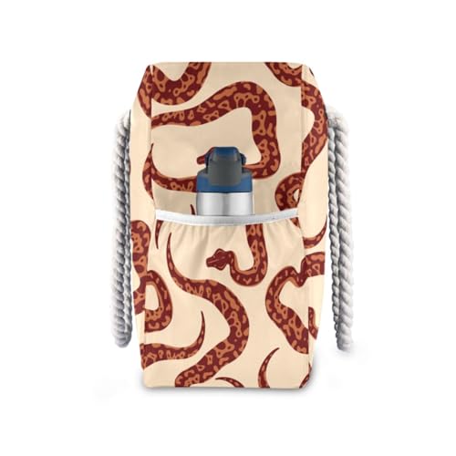 susiyo Beach Bag Red Snake Beach Tote Bag Large Travel Tote Bag Waterproof Lightweight Shoulder Bag with Thick Cotton Rope for Gym Beach Travel Pool Yoga Baby Utility Bag3