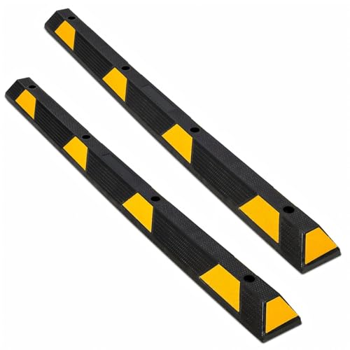 2 Packs 72 Heavy Duty Rubber Parking Curb 55000 LBS Capacity Parking Stopper with Reflective Stripes Garage Parking Floor Stop for Vehicles Truck Driveway