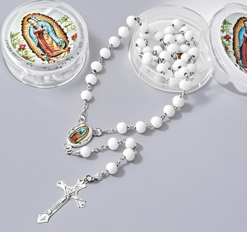 48 Pcs Scented Rosary Necklace Set with Gift Box – Wooden Bead Rosary with Crucifix for Women & Men, First Communion, Baptism, Party Favors4