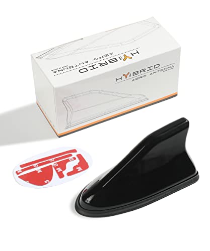 YAKEFLY Car Shark Fin Antenna Cover, Universal AM/FM Radio Signal Roof Aerial, Decoration with Adhesive Tape, Radio Base Replacement (Black)