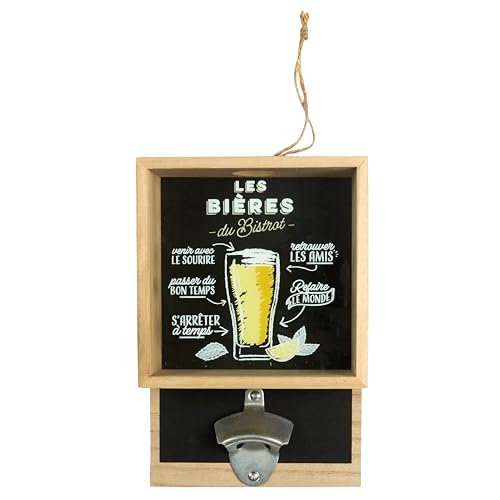 TOTALLY ADDICT KV7229 Décapsuleur Mural avec Bac Capsules, Bois, Beige, 17,8 x 6,8 x 26 cm