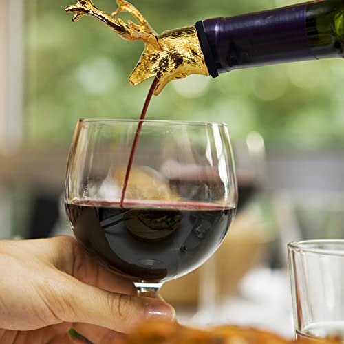 Wine Stoppers Wine Aerator Pourer Spout Bottle Pourers For Alcohol Stainless Steel Deer Stag Head Wine Pourer Stags With Food Grade Silicone Stopper For Home And Bar Use (Gold) #TOP5