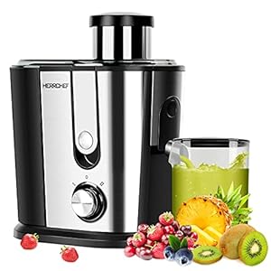 HERRCHEF Juicer Machines, 600W Juicer with 3” Wide Mouth for Vegetable and Fruit, Stainless Steel Centrifugal Juice Extractor Easy to Clean, Anti-drip, BPA-Free