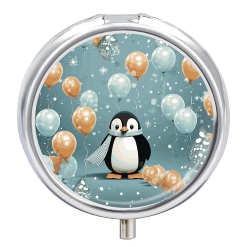 Pill Box Portable Balloon Snowflake Pill Case Cute Pill Organizer for Vitamins Supplements