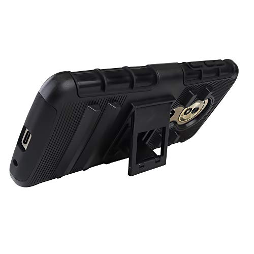 Fincibo Case Compatible With Motorola Moto G6 Play/ G6 Forge/Moto E5 5.7 Inch, Dual Layer Hybrid Armor Heavy Duty Protector Case Cover Stand Tpu Holster For Moto G6 Play (Not Fit G6 Plus) - Black #TOP4