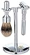 Merkur – Rasier-Set, 3-teilig, glänzend, inkl. Rasierer Futuri, grauer Rasierpinsel und Halterung