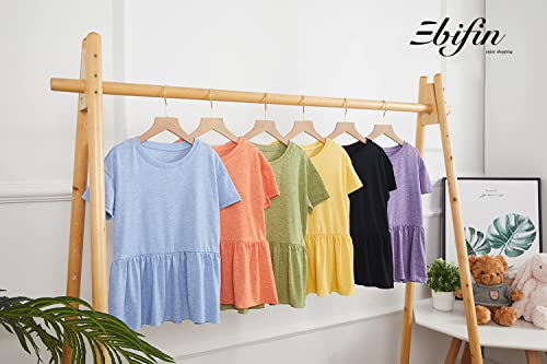 Image of Ebifin Girls Short Sleeve Tops Kids Peplum Babydoll T Shirts Tees 4-15Y | Girls T-Shirts, Crew neck Short Sleeve Shirts, Casual Tunic Tops, Cute Blouses, Summer Tees, Ruffle Hem, Loose fit