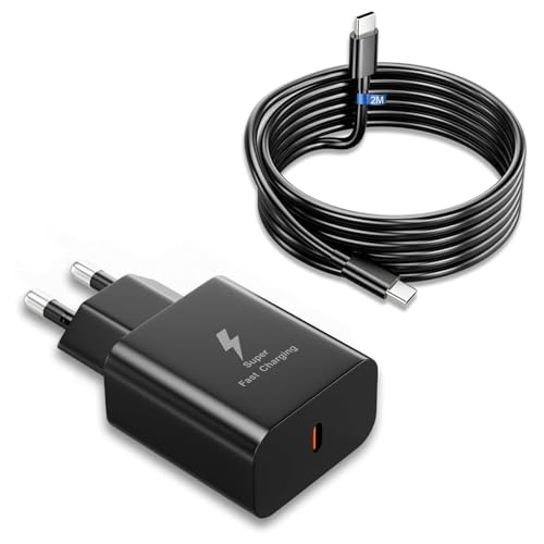 Samsung 25W Fast Charger Adapter Netzteil USB C ladekabel Ladeger&auml;t, f&uuml;r Samsung Galaxy S25 S24 S23 S22 S21 S20 Plus/FE/Ultra, A55 5g A54 A53 A52 A51 A16 A15 A14 A13 A12, mit Typ C Schnellladekabel 2m