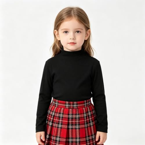 Image of Toddler Turtleneck Long Sleeve Shirt Thin Fleece for 1-5T Girls Boys