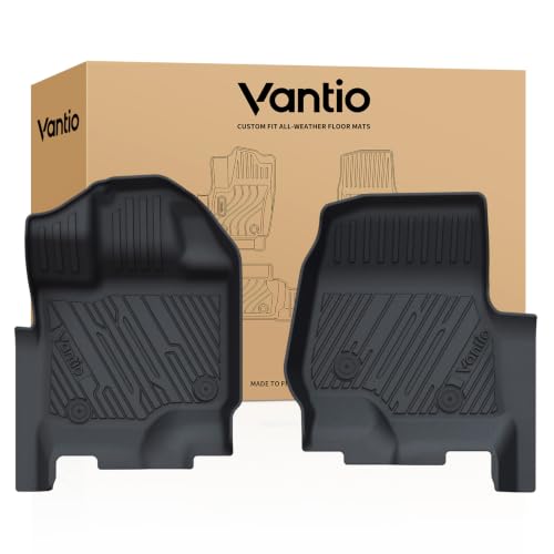 Image of Floor Mats for Ford F-150 2015-2026 | F150 Lightning 2022-2025 SuperCrew Carpet Floor All Weather Protector TPE Truck Liners- 1st Row, 2pcs Black