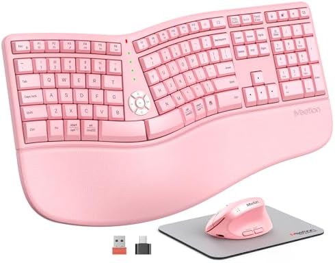 MEETION Ergonomic Keyboard and Mouse, Wireless Keyboard with Vert...