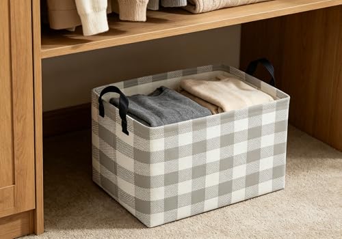 Image of Kids Basket Grid Storage Basket Gift Basket Rectangular Bedroom Decor for Books(Gery grid)