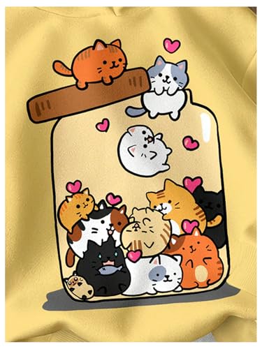 Floerns Girl's Cartoon Print Hoodie Sweatshirts Long Sleeve Cute Hooded Pullover Tops3