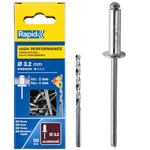 Rapid Blindnieten Aluminium 3,2 x 8 mm, 50 Stk. fĂĽr Nietzangen