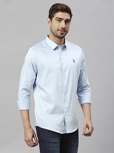 Image of Thomas Scott Men's | Solid | Full Sleeve | Slim Fit | Cotton Blend | Spread Collar | Casual Shirt