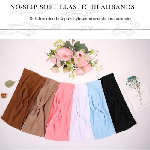 Image of Kachanaa 6 Pack Women's Headbands for Women Boho Women's Hair Non Slip Twisted Cross Elastic Head Bands Headwraps Short Stretchy Thick Fashion Hair Accessories