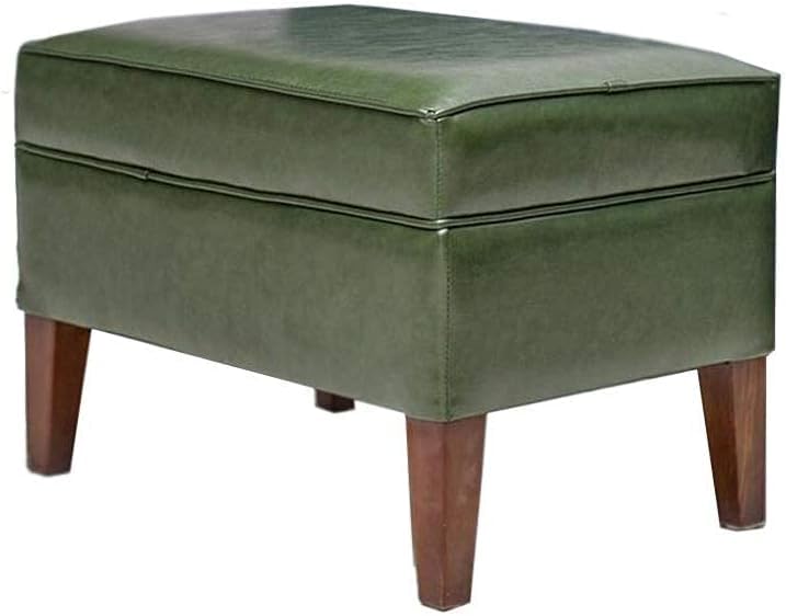 Repose-Pieds Ottoman en simili cuir et bois massif de 90 cm de longueur pour salon