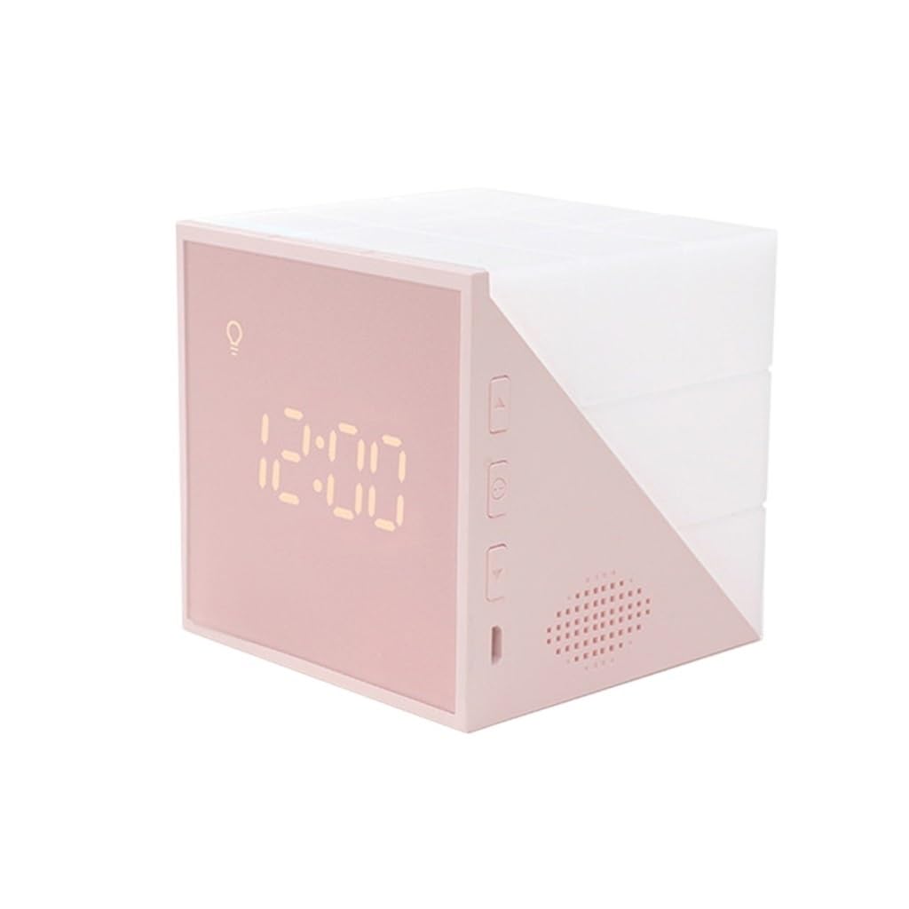 HRWLY LED touch voice-activated light smart alarm clock cube digital electronic desk(Roze)