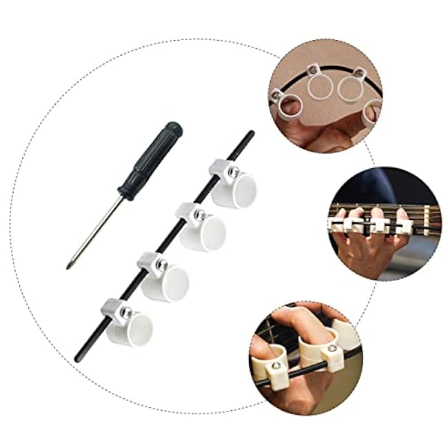 Kisangel Adjustable Finger Expander and Guards for Guitar Bass Ukulele Mandolin Piano Finger Stretcher Trainer with Protectors to Span Flexibility and Strength for Music Practice