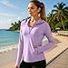 Women UPF50+ Long Sleeve Shirt Quarter Zip UV Protection Lightweight Sun Hoodie Hiking Workout Tops Quick Dry Outdoor Purple