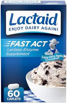 Lactaid Fast Act Lactose Intolerance Relief Caplets, Lactase Enzy...