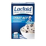 Lactaid Fast Act Lactose Intolerance Relief Caplets, Lactase Enzyme to Prevent Gas, Bloating and Diarrhea Due to Lactose Sensitivity, Single-Serve Supplements for Travel and On-The-Go, 60 Count