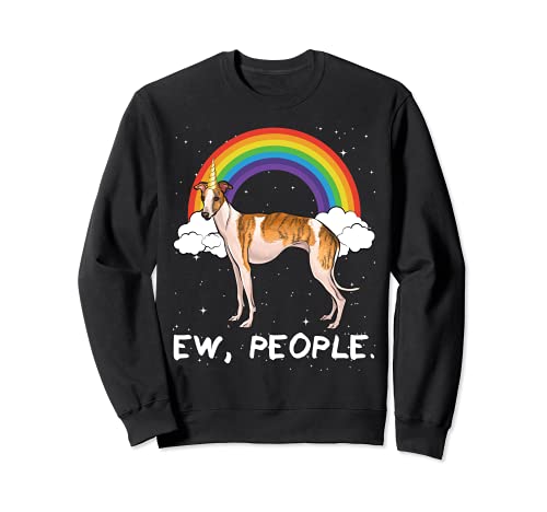 Rainbow Whippet Ew People Unicorn Dog Sweatshirt, Black
