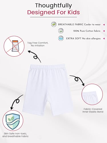 Image of BODYCARE Girls Cycling Shorts | 100% Cotton Stylish, Comfortable & Durable Shorts for Girls | Pack of 3 (Color & Print May Vary)