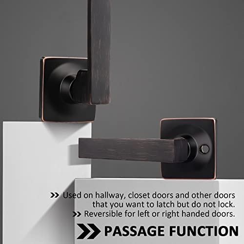Gobekor 10 Pack Oil Rubbed Bronze Passage Lever Handles Square Door Levers For Hallway Closet Door Handles Keyless Straight Lever Door Handles #TOP3