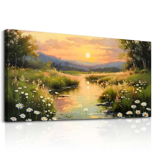 KELIYUAN Canvas Wall Art For Living Room Bedroom Wall Decor For Office Farmhouse Mural Retro Rural Landscape Painting Artwork Pictures Dining Room Hallway Home Decoration Ready To Hang 20x40 In