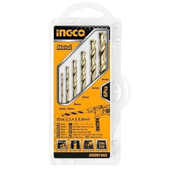 iNGCO AKDB1065 Metal Drill Bits (1 Set), High Speed Steel, Straight