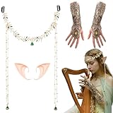 MUNSKT Set di accessori per costume da elfo rinascimentale, orecchie da fata, guanti in pizzo, foresta rinascimentale, Halloween, matrimonio, addio al nubilato, accessori per costume da fata per