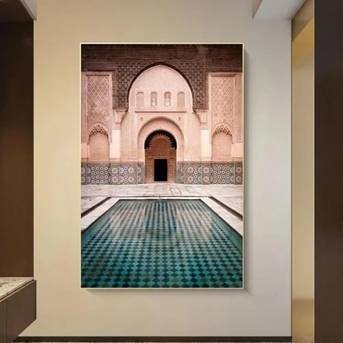 Peinture sur toile décoration d'intérieur vintage islamique marocaine architecture 70x100cm