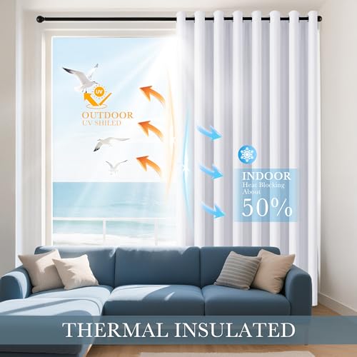 Image of PONY DANCE 40 inch Long Curtains - Small Curtains for Bathroom Windows, Room Darkening Drapes 2 Panel Set Thermal Insulated Window Drape for Living Room Kitchen Home Office, Pure White